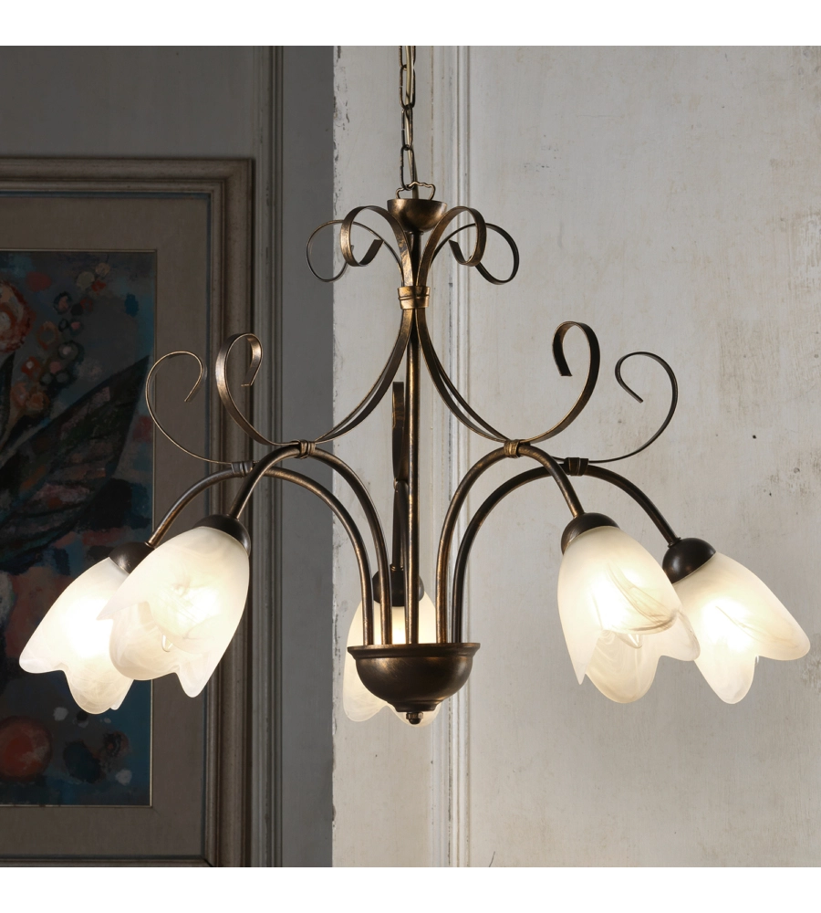 LAMPADARIO 5 LUCI ONLI "ODINO" BRONZO E14